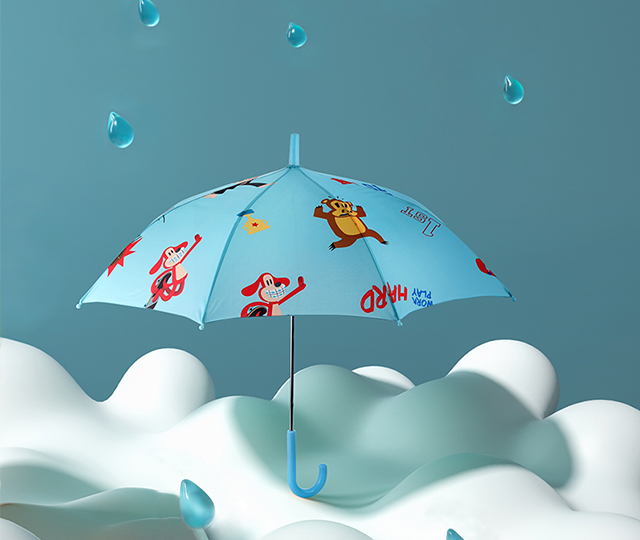 大嘴猴paulfrank儿童雨伞蓝色运动萌趣出行包邮